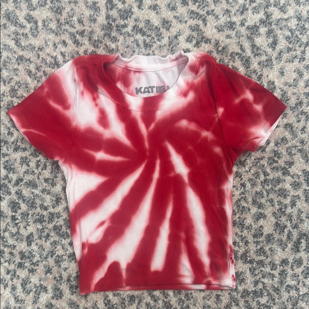 Katie J NYC Red Tie-Dye Kids Ribbed T-shirt
